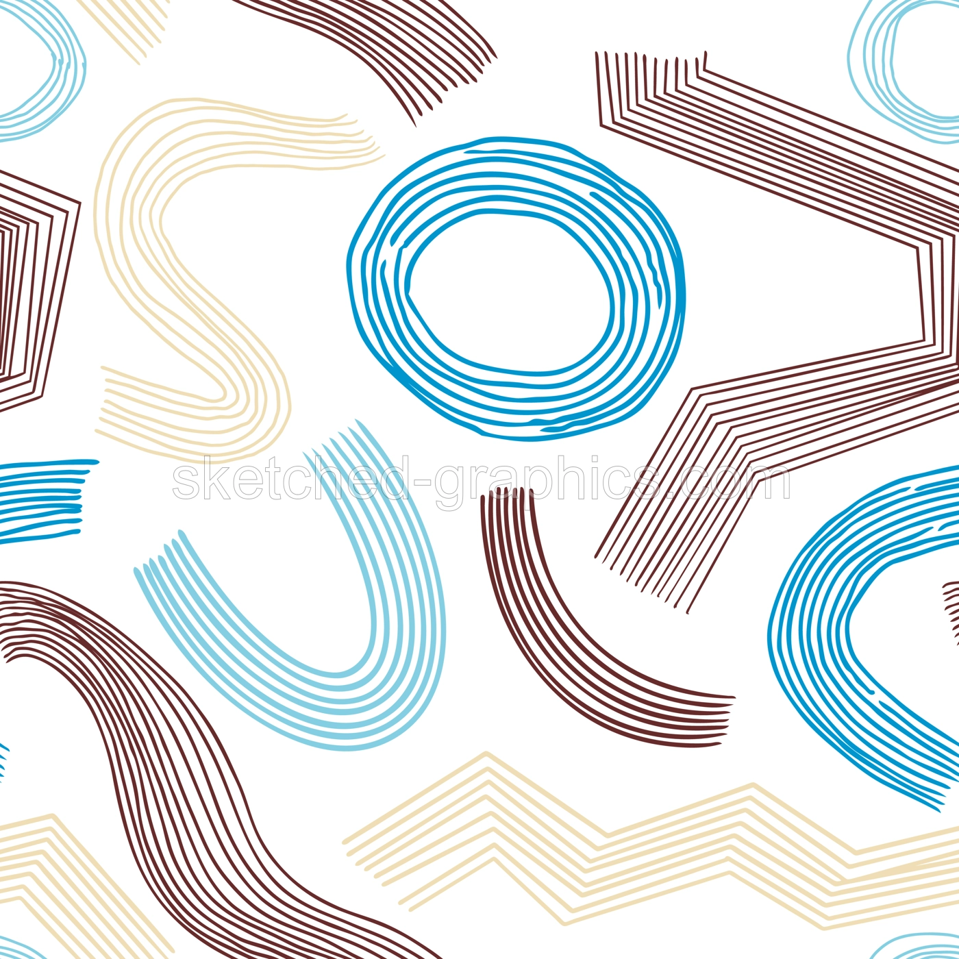 Abstract seamless pattern. Vector background with shapes, lines, brushes, waves and abstract objects. Perfect  print, poster, fabric, packaging, textile. Minimalist forms in the style of modern art. Illustration